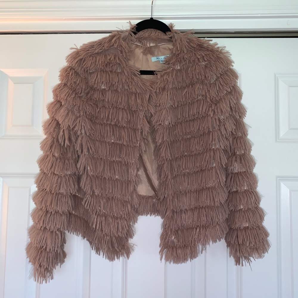 Mauve Faux Fur Crop Jacket